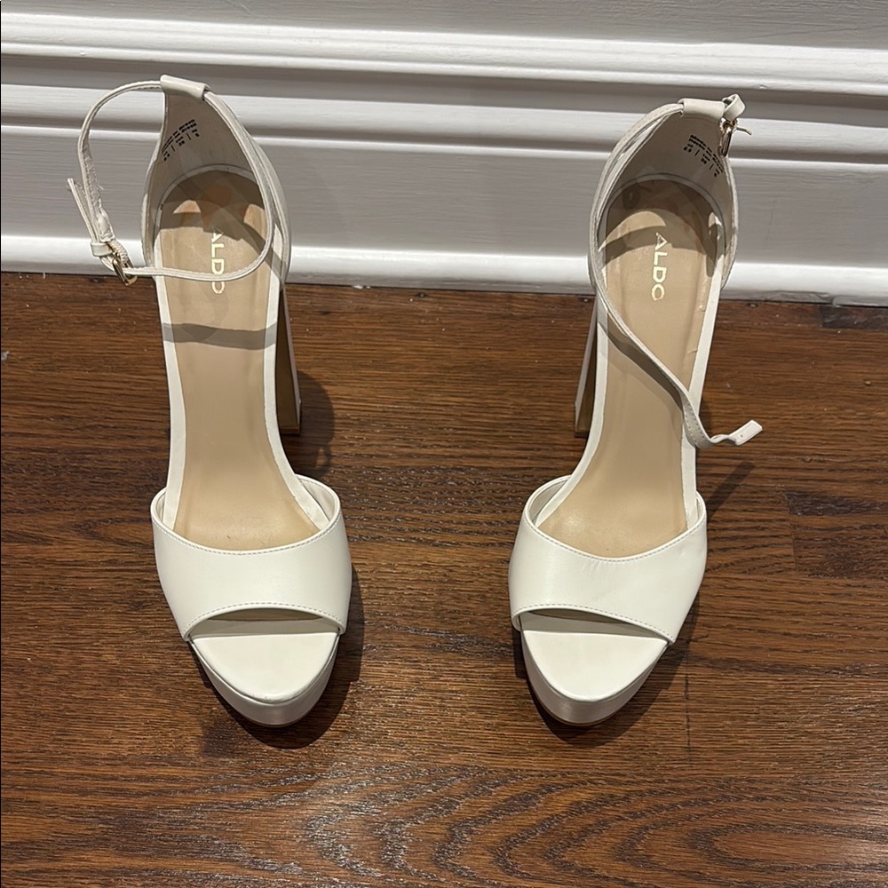 Aldo White Heels with Ankle Strap